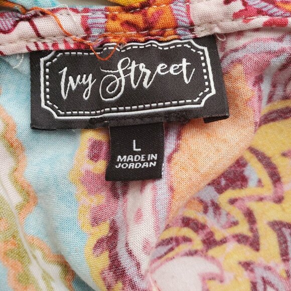 Ivy Street Jumpsuit Colorful Paisley Hankerchief Style Loose Fit Size L - Picture 10 of 16